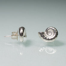 Load image into Gallery viewer, Ram's Horn Squid Shell Stud Earrings - Sterling Nautilus Swirl Studs