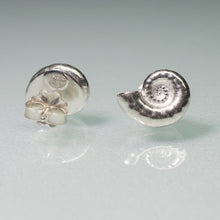 Load image into Gallery viewer, Ram's Horn Squid Shell Stud Earrings - Sterling Nautilus Swirl Studs