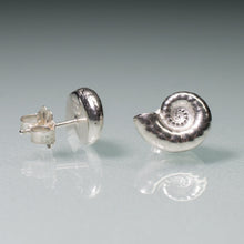 Load image into Gallery viewer, Ram's Horn Squid Shell Stud Earrings - Sterling Nautilus Swirl Studs