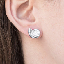 Load image into Gallery viewer, Ram's Horn Squid Shell Stud Earrings - Sterling Nautilus Swirl Studs