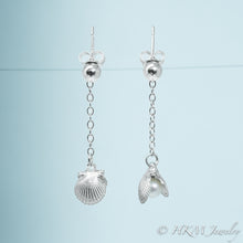 Load image into Gallery viewer, The Mini Scallop Pearl Drop Stud Earrings side view by HKM JEWELRY