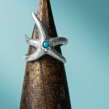 Load image into Gallery viewer, Silver Starfish Ring - Turquoise
