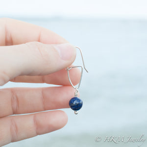 Sterling Silver Swivel Hook Earrings by Hali MacLaren of HKM Jewelry with Lapis Lazuli Beads