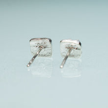 Load image into Gallery viewer, mini urchin square studs close up back view in sterling silver by hkm jewelry
