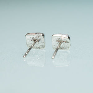 mini urchin square studs close up back view in sterling silver by hkm jewelry