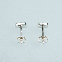 Load image into Gallery viewer, mini urchin square studs close up side view with butterfly nut backs in sterling silver by hkm jewelry