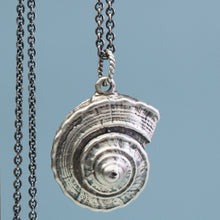 Load image into Gallery viewer, oxidized silver whelk top necklace by hkm jewelry