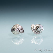 Load image into Gallery viewer, mismatched Front view of the Channeled Whelk Top Studs in sterling silver by Hali MacLaren of HKM Jewelry