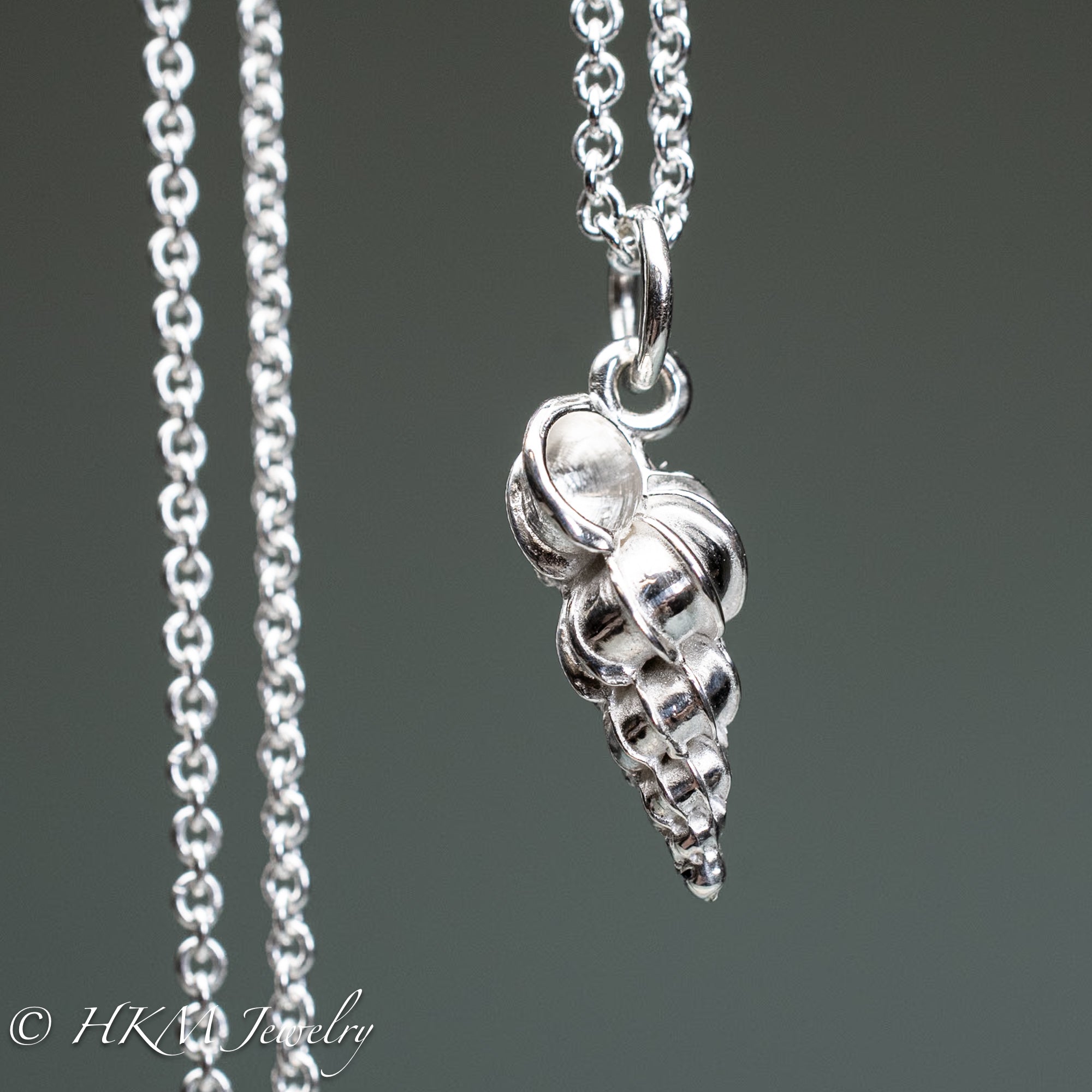 Florida Wentletrap Shell Necklace - Cast Silver Snail Pendant