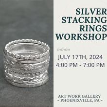 Load image into Gallery viewer, hkm jewelry stacking rings workshop in phoenixville pa july 17 2024 at art work gallery
