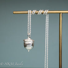 Load image into Gallery viewer, cast silver acorn necklace by hkm jewelry in polished finish

