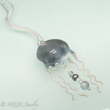 Load image into Gallery viewer, Aqua Sea Glass Jellyfish Necklace - Semi Precious Ocean Creature
