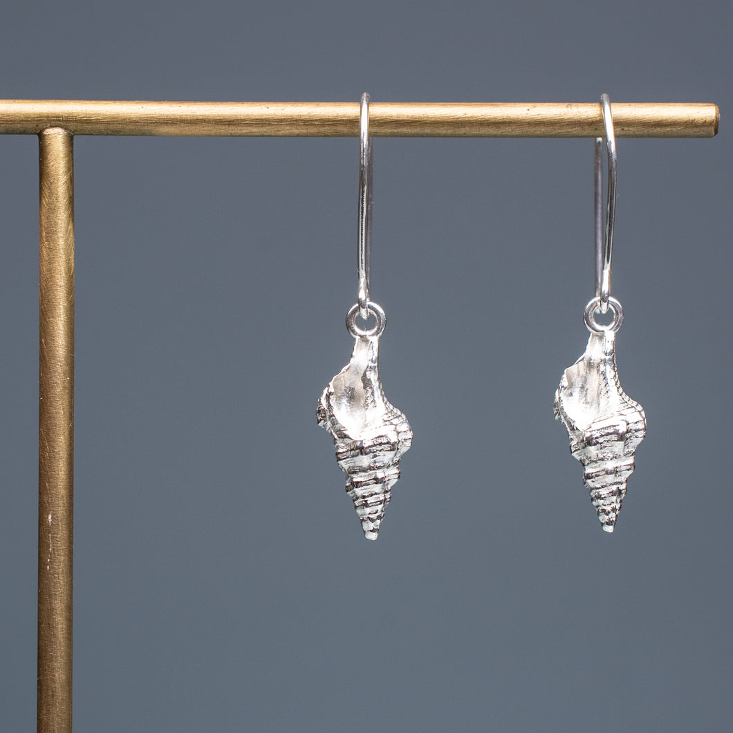 Cast Baby Horse Conch Dangle Earrings - (triplofusus giganteus)