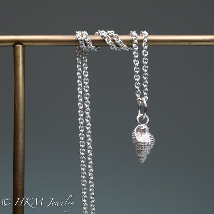 tritia trivittata - Threeline Mud Snail cast in silver by hkm jewelry