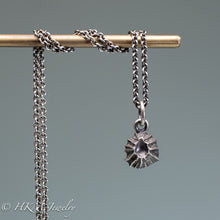 Load image into Gallery viewer, close up view of cast silver barnacle necklace in oxidized finish by hkm jewelry
