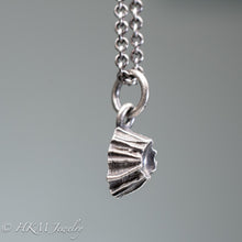 Load image into Gallery viewer, close up side view of cast silver barnacle necklace in oxidized finish by hkm jewelry
