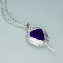 Load image into Gallery viewer, Sea Glass Horseshoe Crab Necklace - Sterling Silver
