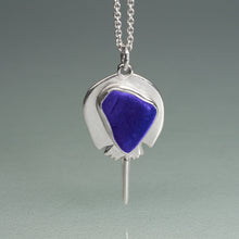 Load image into Gallery viewer, Sea Glass Horseshoe Crab Necklace - Sterling Silver
