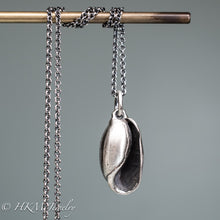 Load image into Gallery viewer, cast atlantic bubble shell bulla striata necklace in oxidized sterling silver by hkm jewelry
