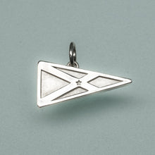 Load image into Gallery viewer, small yacht club of stone harbor burgee charm in sterling silver by hkm jewelry
