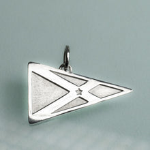 Load image into Gallery viewer, large yacht club of stone harbor burgee charm in sterling silver by hkm jewelry
