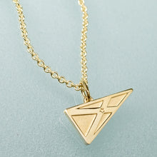 Load image into Gallery viewer, small yacht club of stone harbor burgee charm in 14k gold on cable chain by hkm jewelry
