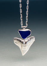 Load image into Gallery viewer, Cobalt Bull Shark Tooth Sea Glass Talisman Necklace
