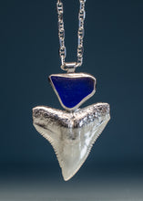 Load image into Gallery viewer, Cobalt Bull Shark Tooth Sea Glass Talisman Necklace
