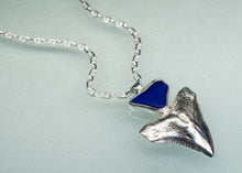 Load image into Gallery viewer, Cobalt Bull Shark Tooth Sea Glass Talisman Necklace
