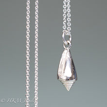 Load image into Gallery viewer, front view of florida cone snail necklace in polished silver finish by hkm jewelry
