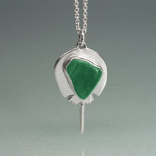 Load image into Gallery viewer, Sea Glass Horseshoe Crab Necklace - Sterling Silver
