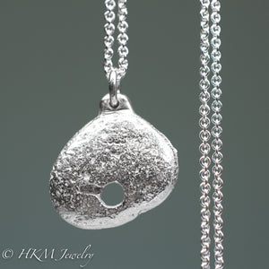 back of hag stone necklace cast in sterling silver by hkm jewelry in polished finish