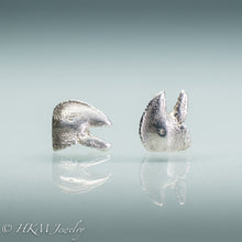 Load image into Gallery viewer, Flat Clawed Hermit Crab stud earrings  in recycled silver by hkm jewelry
