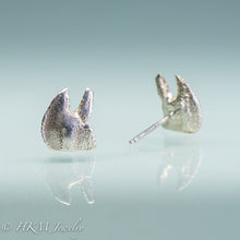 Load image into Gallery viewer, back view of Flat Clawed Hermit Crab stud earrings  in recycled silver by hkm jewelry
