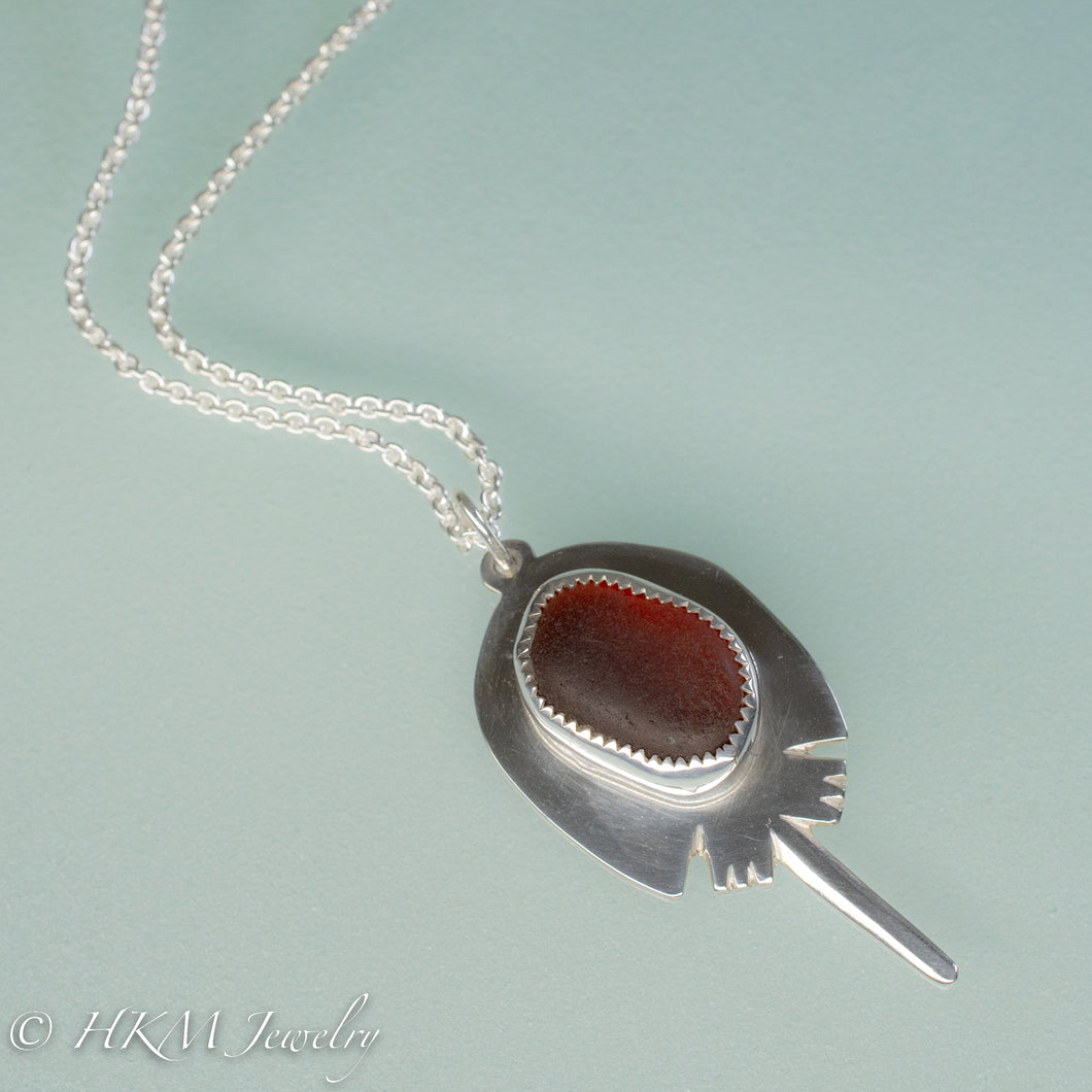 sea glass horseshoe crab necklace by hkm jewelry in sterling silver