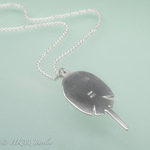 Load image into Gallery viewer, back of sea glass horseshoe crab necklace by hkm jewelry in sterling silver
