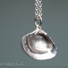 Load image into Gallery viewer, back stamped HKM and .925 irophora latilirata - Imperial Venus Clam shell necklace in recycled silver by hkm jewelry
