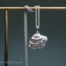 Load image into Gallery viewer, irophora latilirata - Imperial Venus Clam shell necklace in polished silver by hkm jewelry
