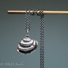 Load image into Gallery viewer,  irophora latilirata - Imperial Venus Clam shell necklace in oxidized silver by hkm jewelry
