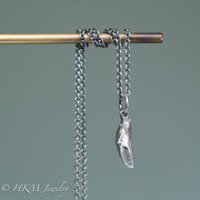 Load image into Gallery viewer, mini lady crab claw necklace cast in recycled silver in an oxidized finish by hkm jewelry
