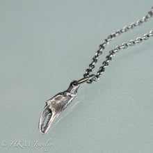 Load image into Gallery viewer, mini lady crab claw necklace cast in recycled silver in an oxidized finish by hkm jewelry
