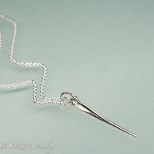 Load image into Gallery viewer, mini horseshoe crab tail necklace in sterling silver by hkm jewelry
