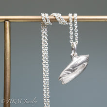 Load image into Gallery viewer, small lettered olive shell (oliva sayana) necklace in sterling silver by hkm jewelry
