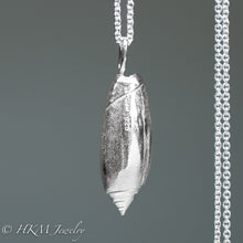 Load image into Gallery viewer, back side of large cast silver oliva sayana - Lettered Olive necklace by hkm jewelry in sterling silver
