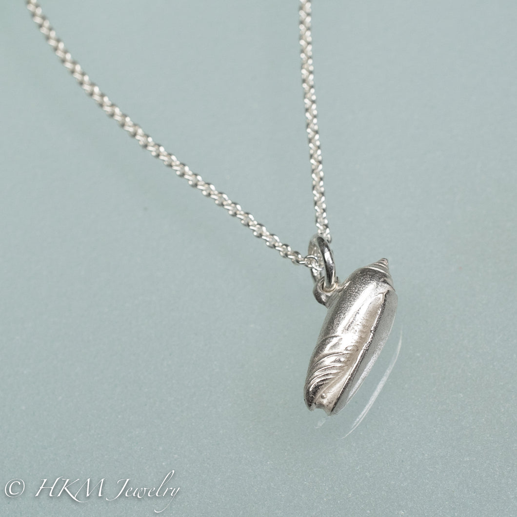 Small Lettered Olive Shell (oliva sayana) Necklace - Cast Silver