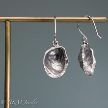 Load image into Gallery viewer, backside view of Atlantic Oyster - crassostrea virginica oyster seed earrings in recycled silver by hkm jewelry

