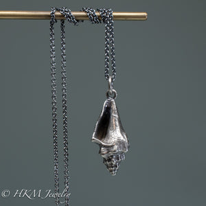 queen conch necklace in oxidized finish by hkm jewelry