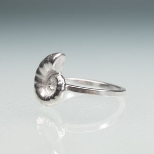 cast sterling silver rams horn squid spirula shell spiral ring by hali maclaren of hkm jewelry