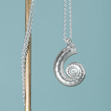 Load image into Gallery viewer, Ram&#39;s Horn Squid Shell Necklace - Silver Spirula Seashell Necklace
