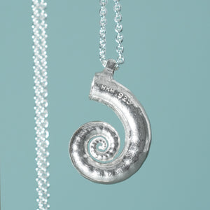 Ram's Horn Squid Shell Necklace - Silver Spirula Seashell Necklace